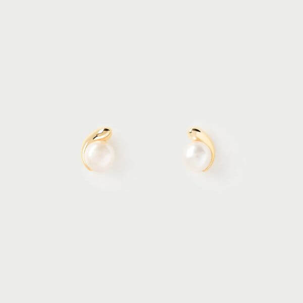 PDPAOLA Gold La Perla Pearl Mini Stud Earrings
