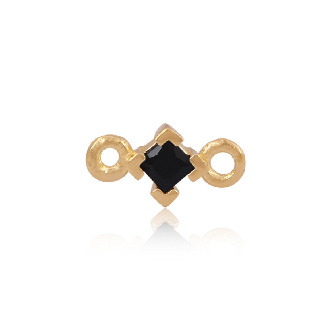 Elegant 3mm Black Square CZ Connector - 14ct Gold Vermeil, Eco-Silver Jewellery