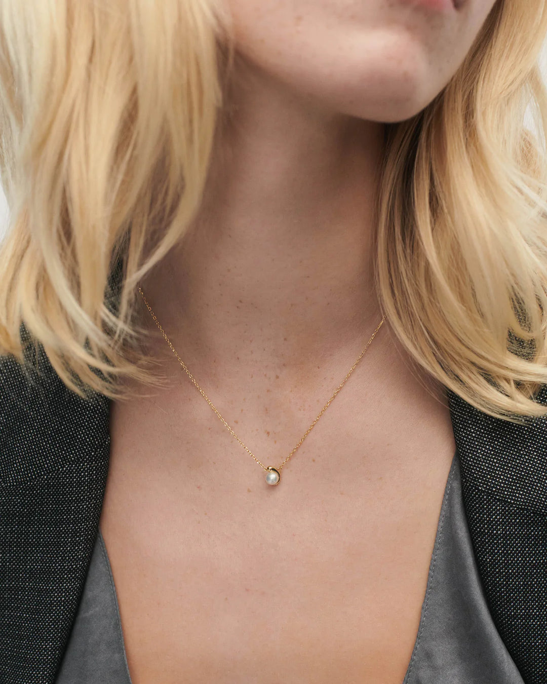 PDPAOLA Gold La Perla Solitary Necklace
