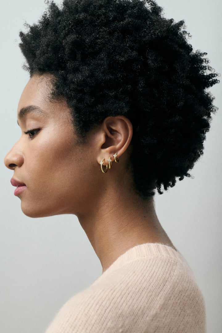 Astley Clarke Luna Light Huggie Hoop Earrings - Gold Vermeil & White Sapphires