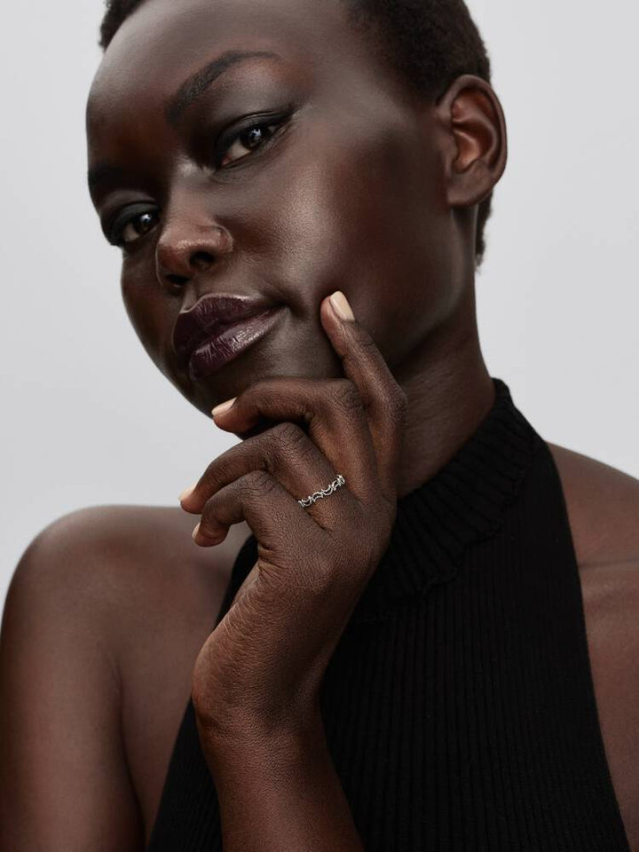 Pandora Silver Crescent Moon Ring