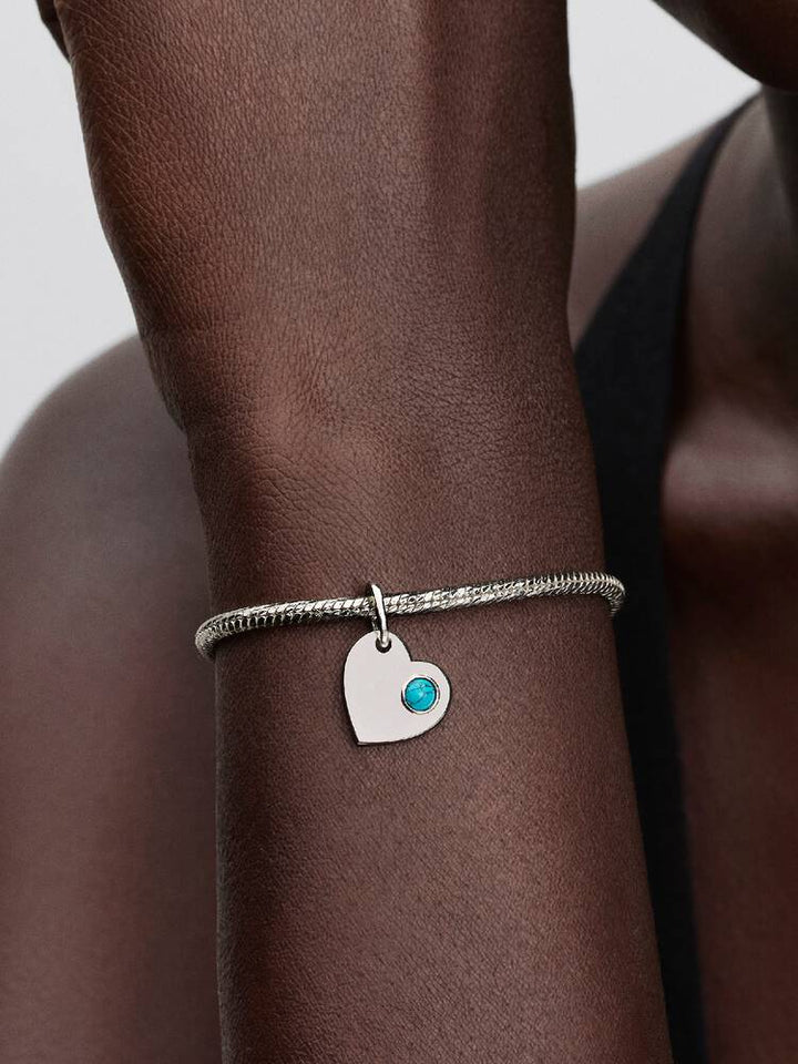 Pandora Silver Engravable Heart Dangle Charm