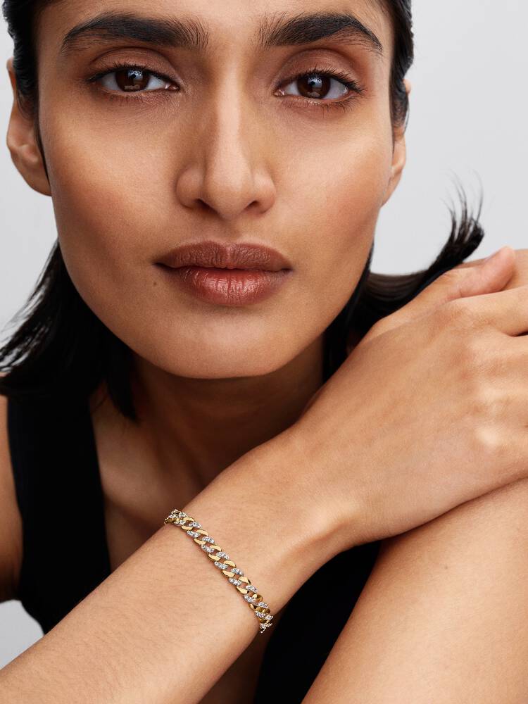 Pandora Two-Tone Pavé Cuban Chain Bracelet