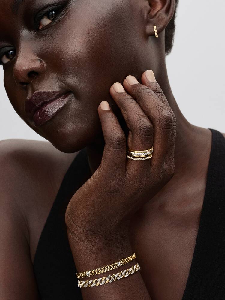 Pandora Two-Tone Pavé Cuban Chain Bracelet