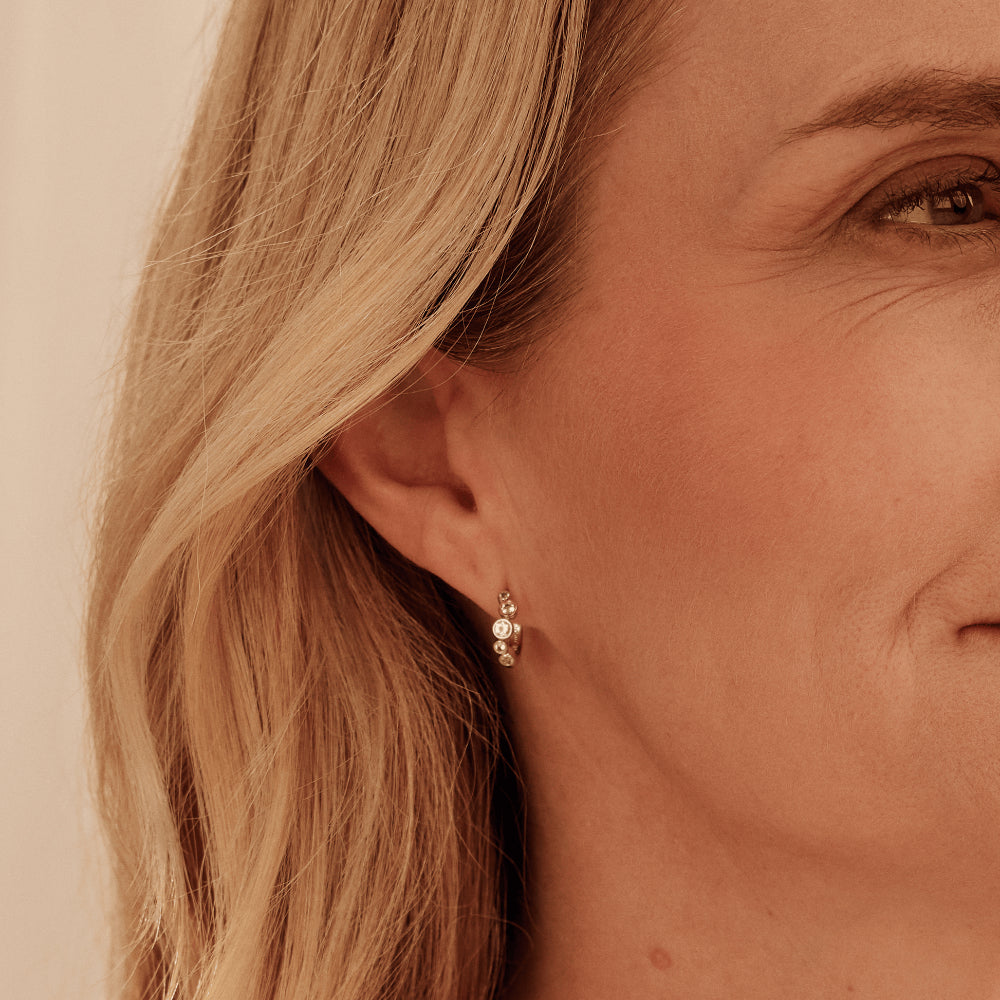 Clogau Silver Celebration Topaz Huggie Hoop Earrings Image 2