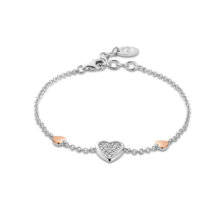 Clogau Silver Forever Yours Swarovski Zirconia Love Heart Bracelet Image 1
