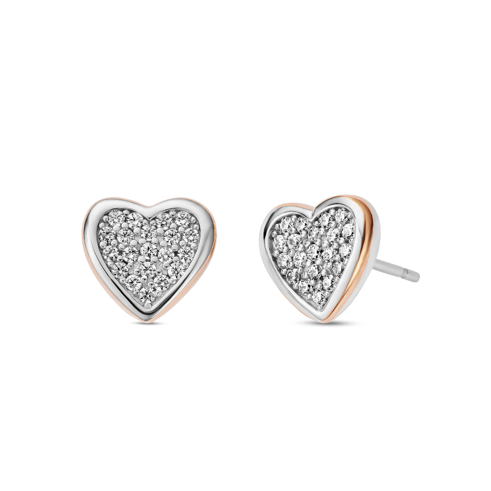 Clogau Silver Forever Yours Swarovski Zirconia Love Heart Earrings Image 1