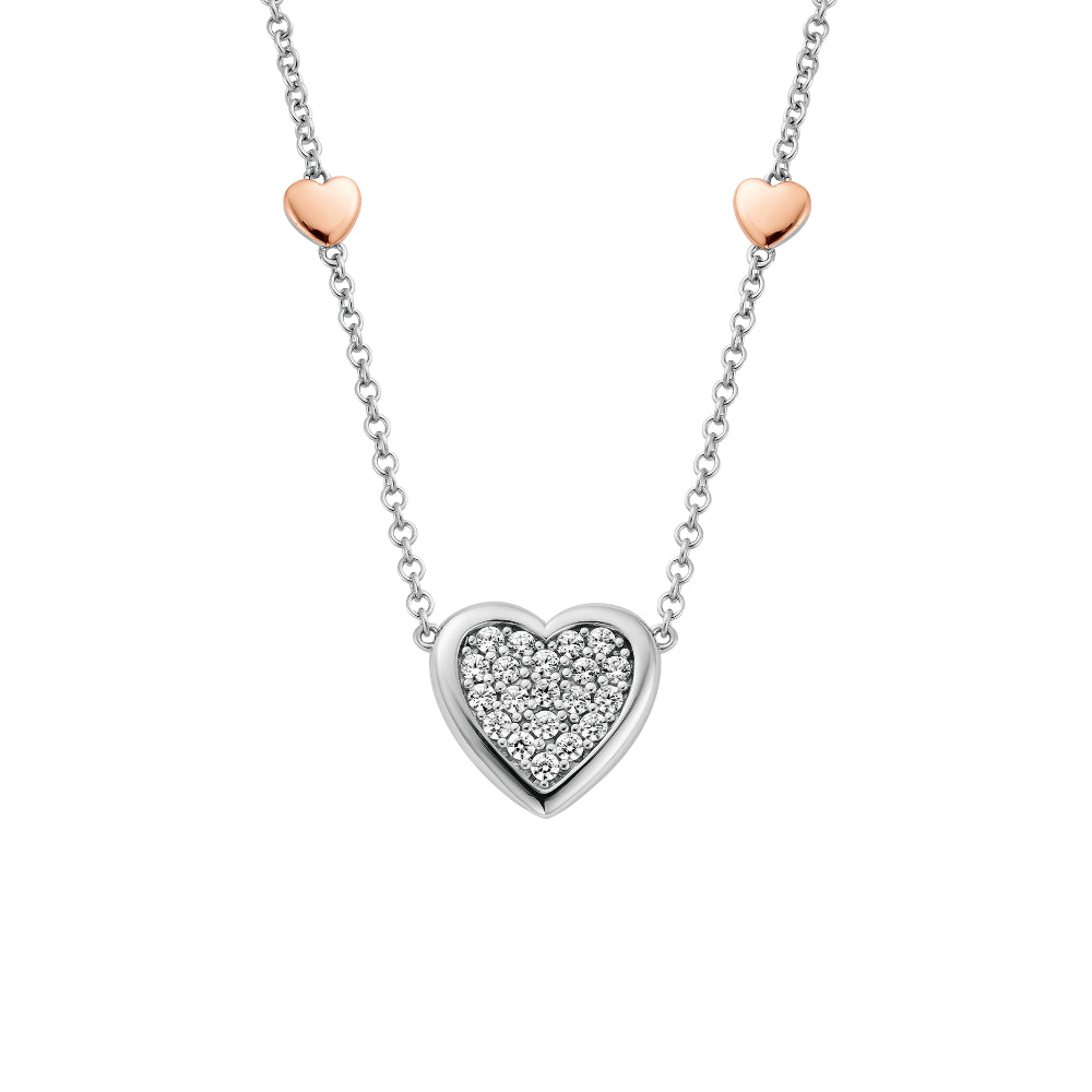 Clogau Silver Forever Yours Swarovski Zirconia Love Heart Necklace Image 1