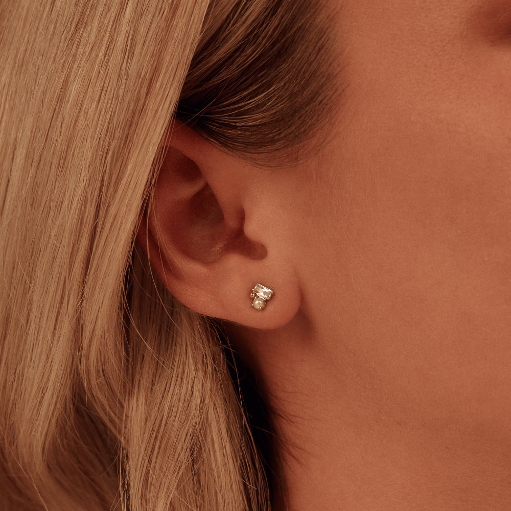 Clogau Silver Nature's Wonder Topaz & Pearl Beachcomber Cluster Stud Earrings Image 2