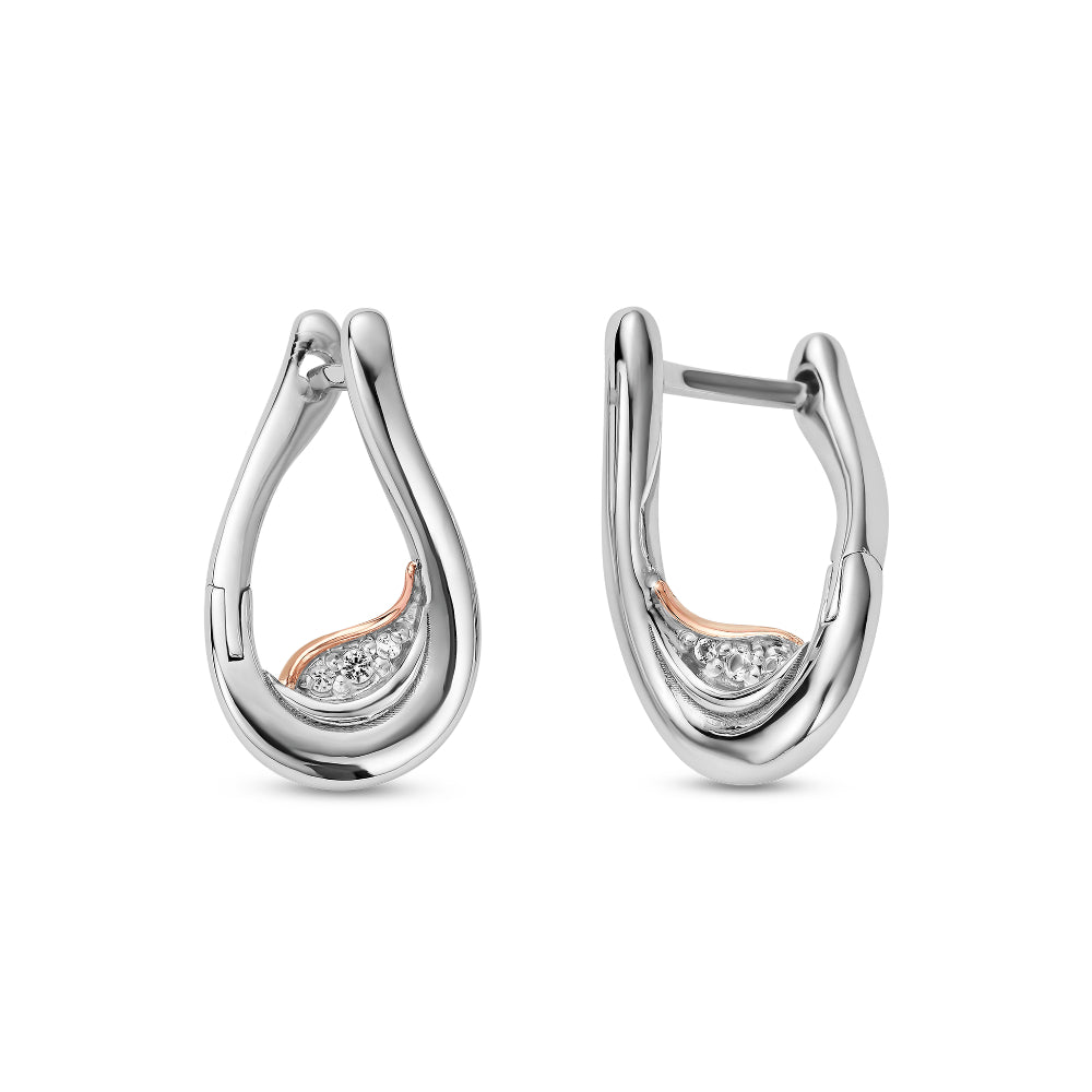Clogau Silver Past Present Future Topaz Twist Hoop Earrings Image 1