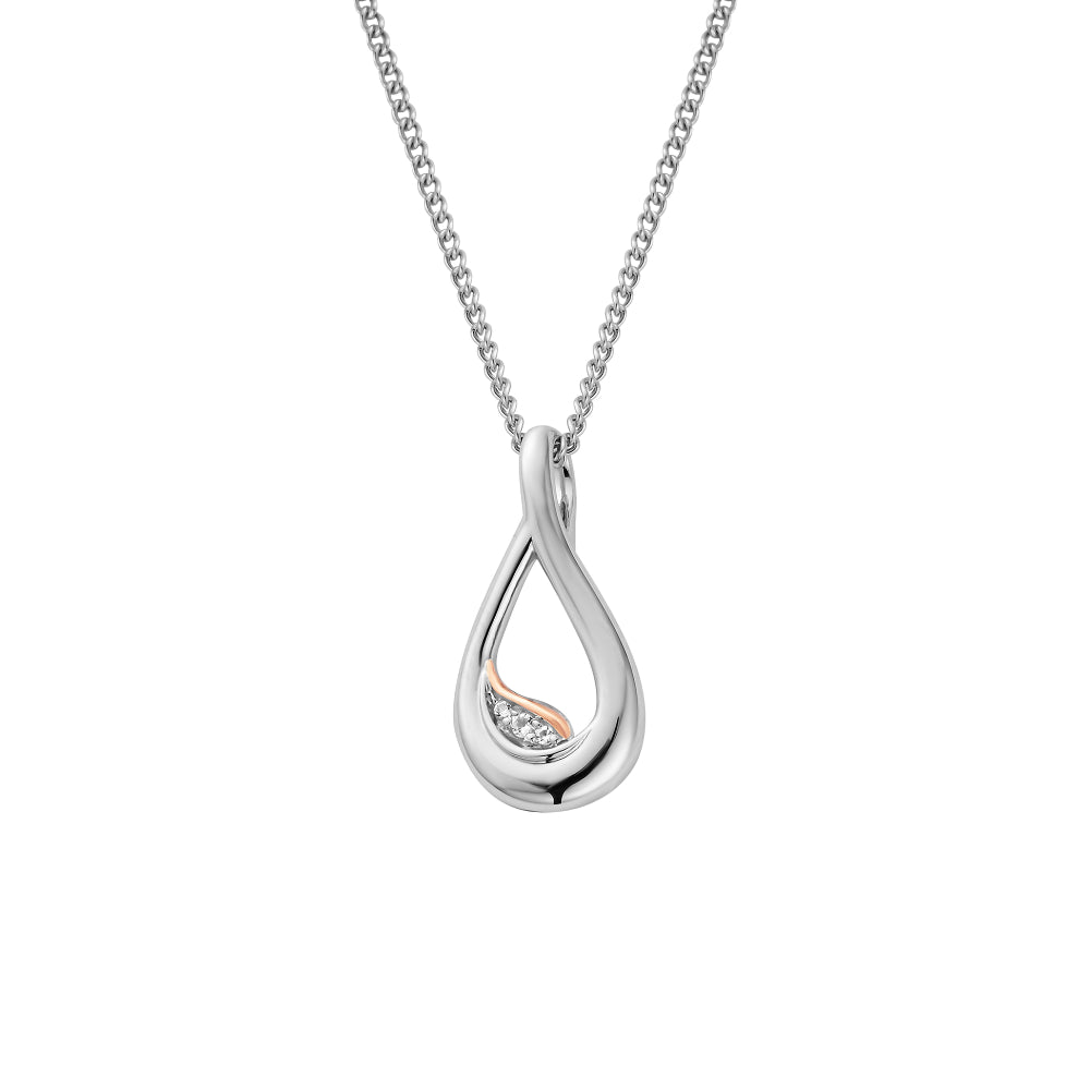 Clogau Silver Past Present Future Topaz Twist Pendant Necklace Image 1