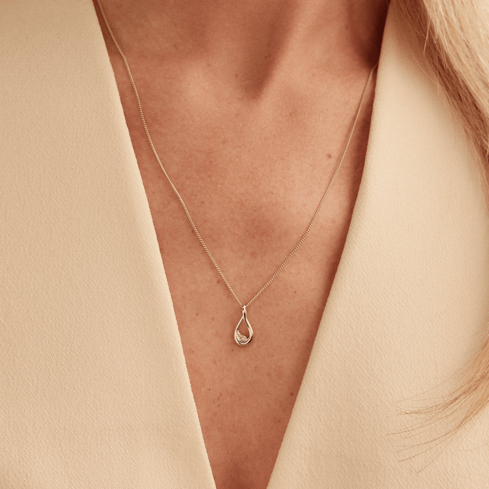 Clogau Silver Past Present Future Topaz Twist Pendant Necklace Image 2