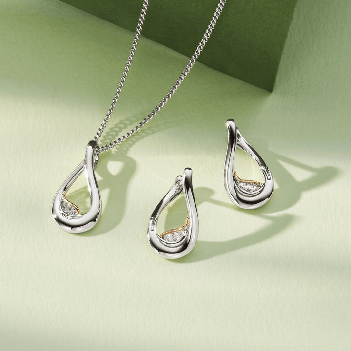 Clogau Silver Past Present Future Topaz Twist Pendant Necklace Image 3