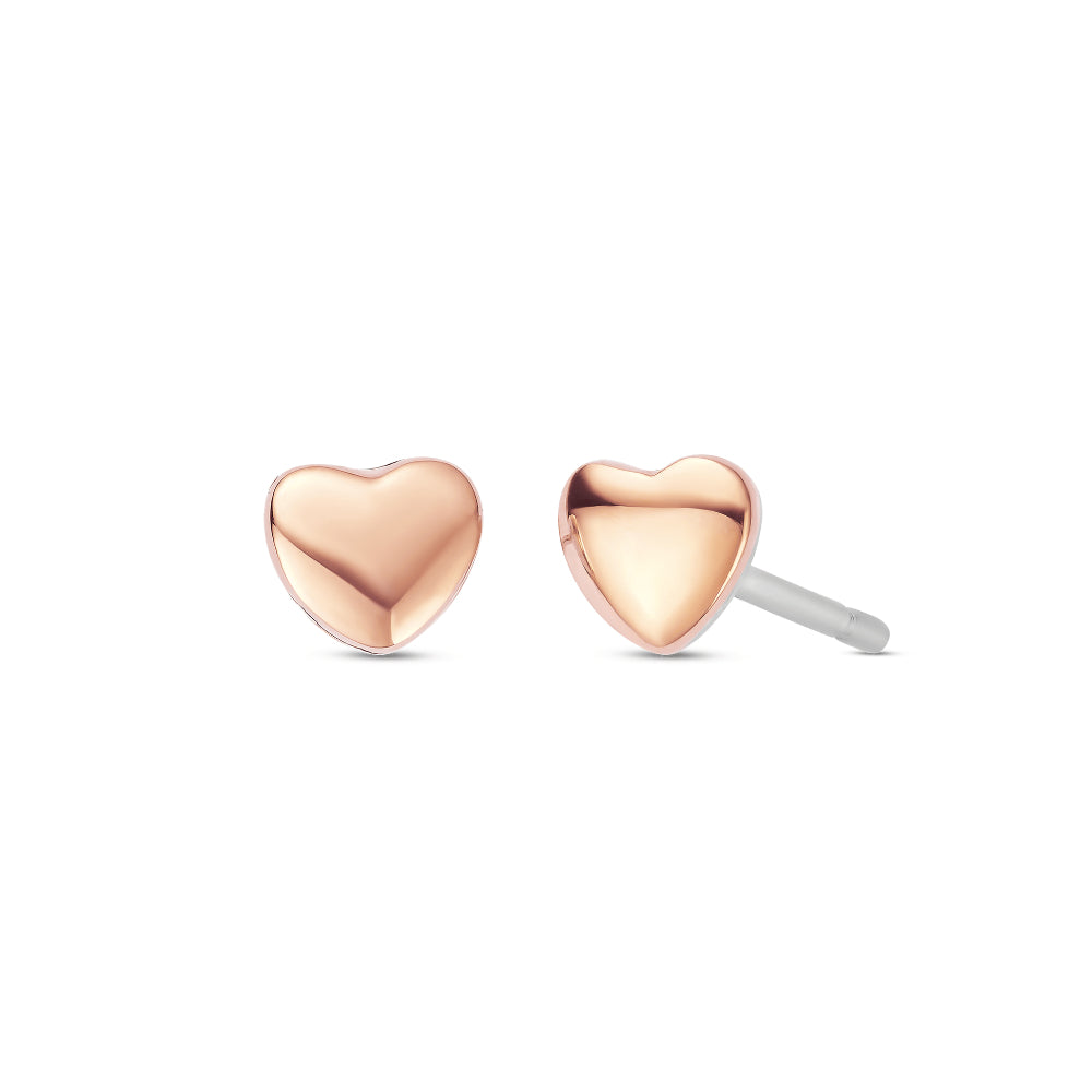 Clogau Silver & Rose Gold Forever Yours Love Heart Stud Earrings Image 1