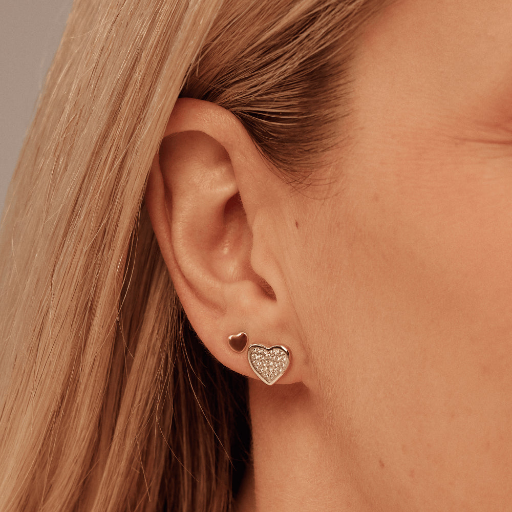 Clogau Silver & Rose Gold Forever Yours Love Heart Stud Earrings Image 2