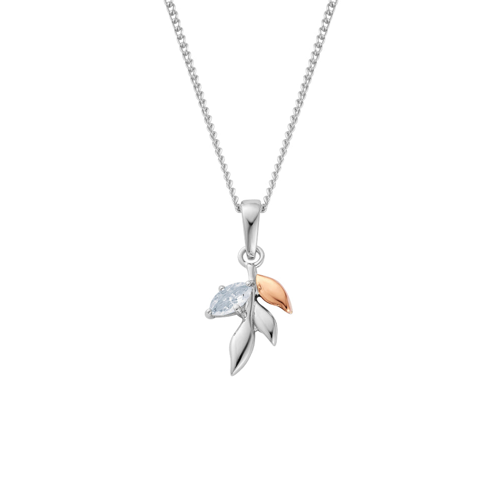 Clogau Silver Royal Topaz Leaf Pendant Necklace Image 1