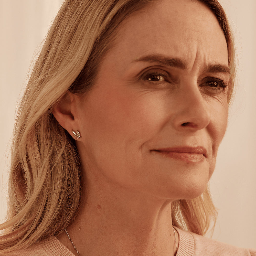 Clogau Silver Royal Topaz Leaf Stud Earrings Image 2