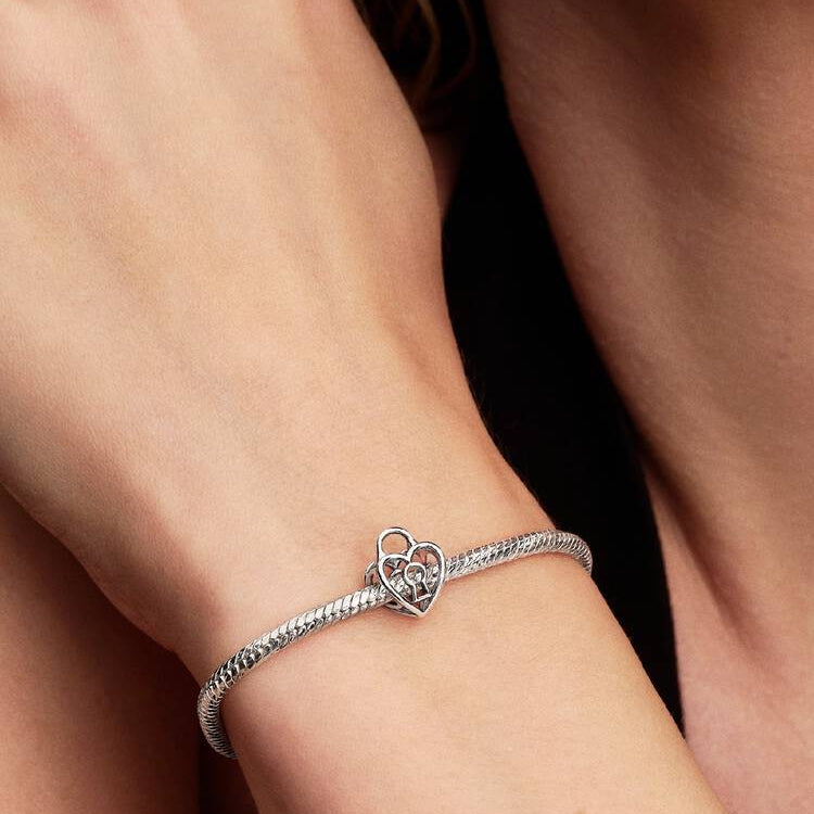 Pandora Silver Openwork Heart Padlock Charm