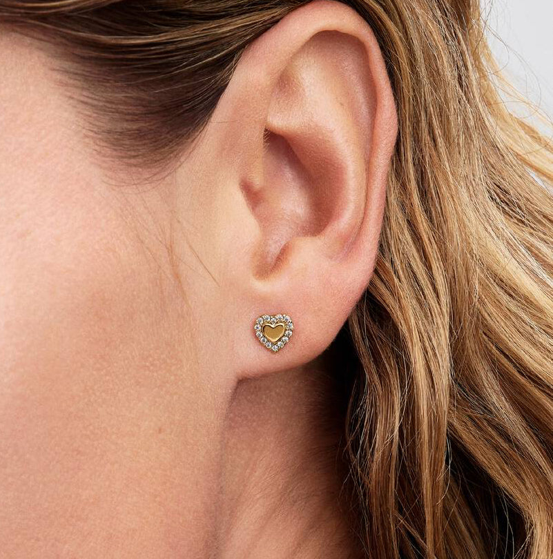Pandora Gold Heart Halo Stud Earrings