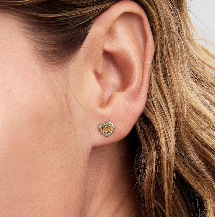 Pandora Gold Heart Halo Stud Earrings