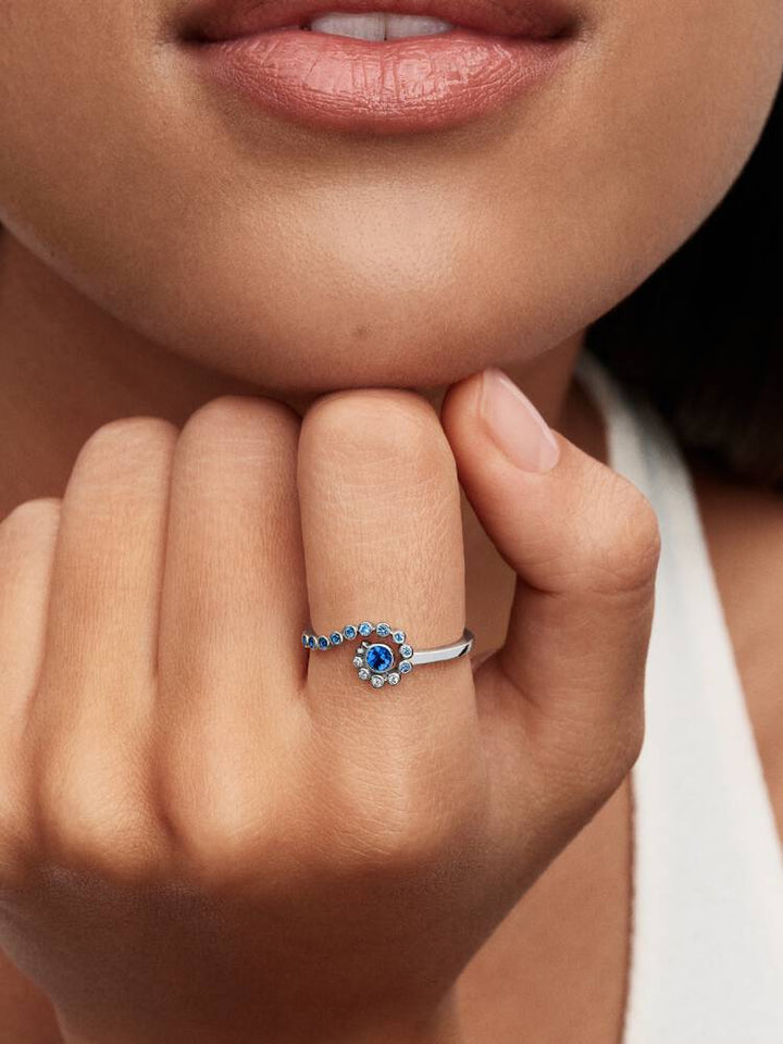 Pandora Silver Disney Moana Blue Ocean Wave Ring