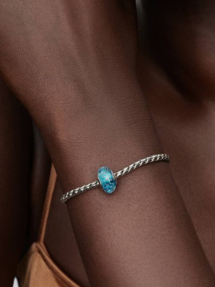 Pandora Silver Turquoise Murano Glass &amp; Glitter Charm