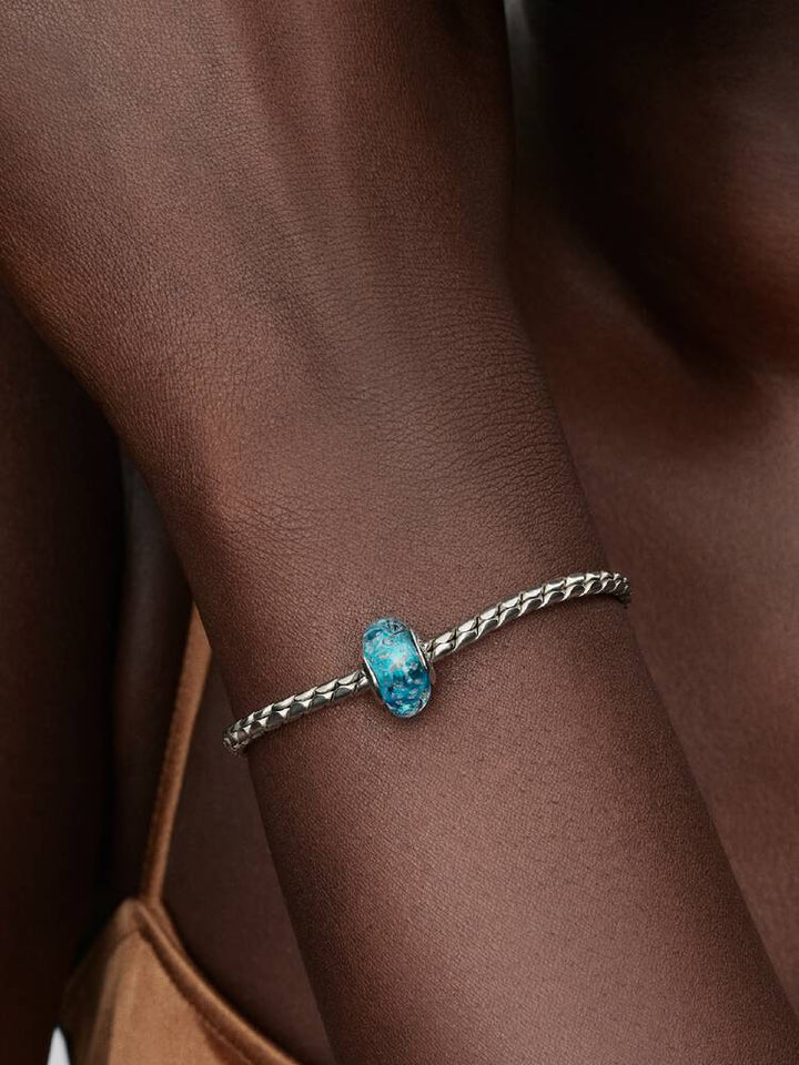 Pandora Silver Turquoise Murano Glass &amp; Glitter Charm
