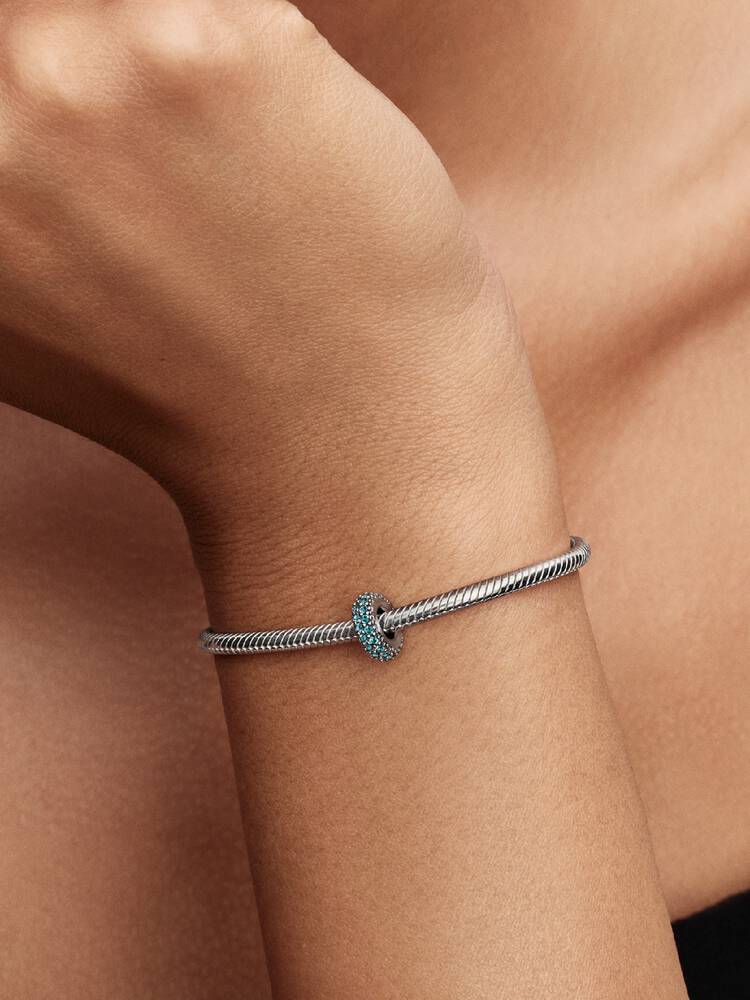 Pandora Silver Ice Blue Stone Spacer Charm