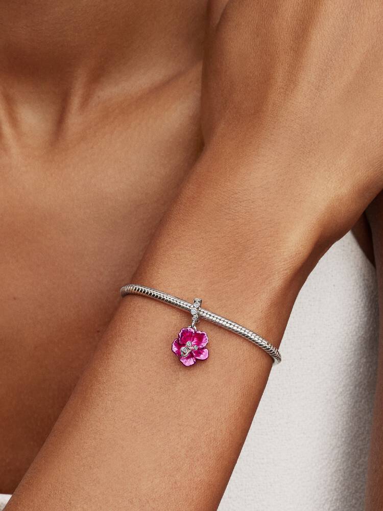 Pandora Silver Hibiscus Dangle Charm