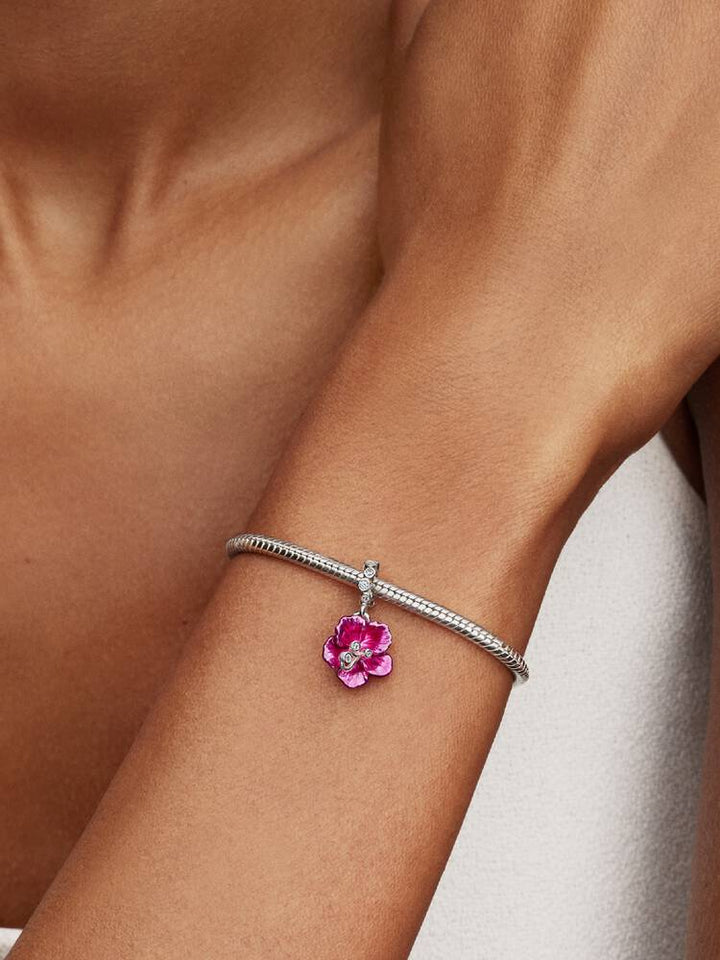 Pandora Silver Hibiscus Dangle Charm