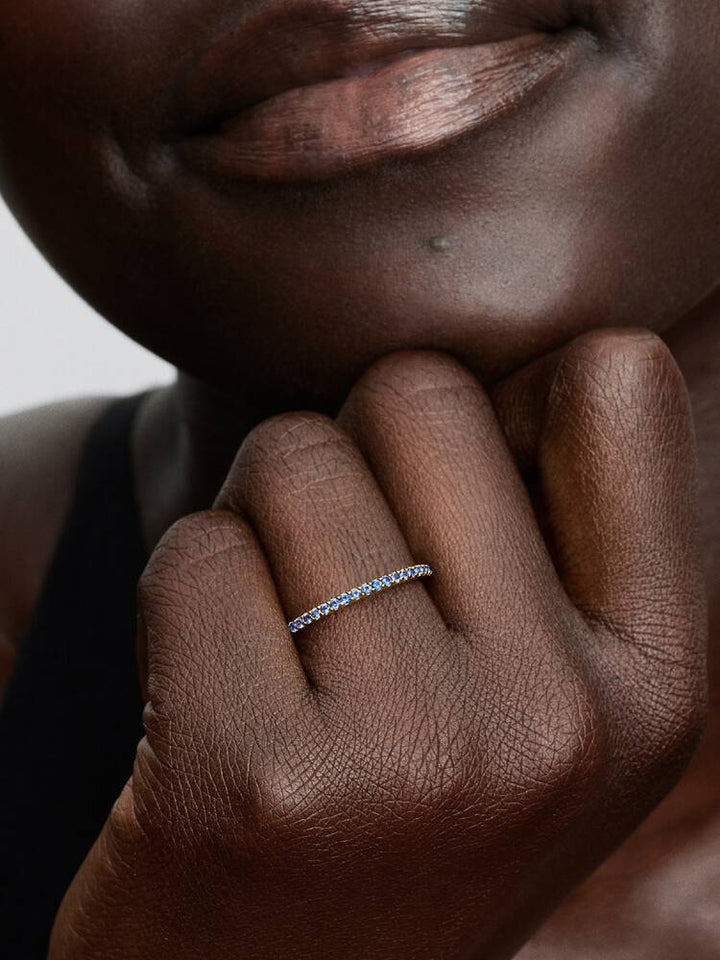 Pandora Gold Sparkling Blue Half Eternity Band Ring