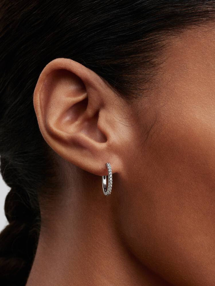 Pandora Silver Sparkling Mini Hoop Earrings