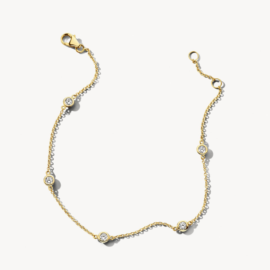 14k Yellow Gold Zirconia Bezel Set Chain Bracelet - Elegant Everyday Jewellery