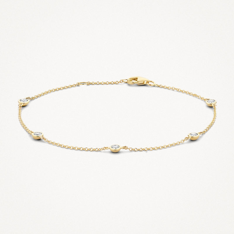 14k Yellow Gold Zirconia Bezel Set Chain Bracelet - Elegant Everyday Jewellery