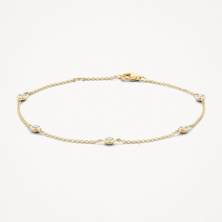 14k Yellow Gold Zirconia Bezel Set Chain Bracelet - Elegant Everyday Jewellery