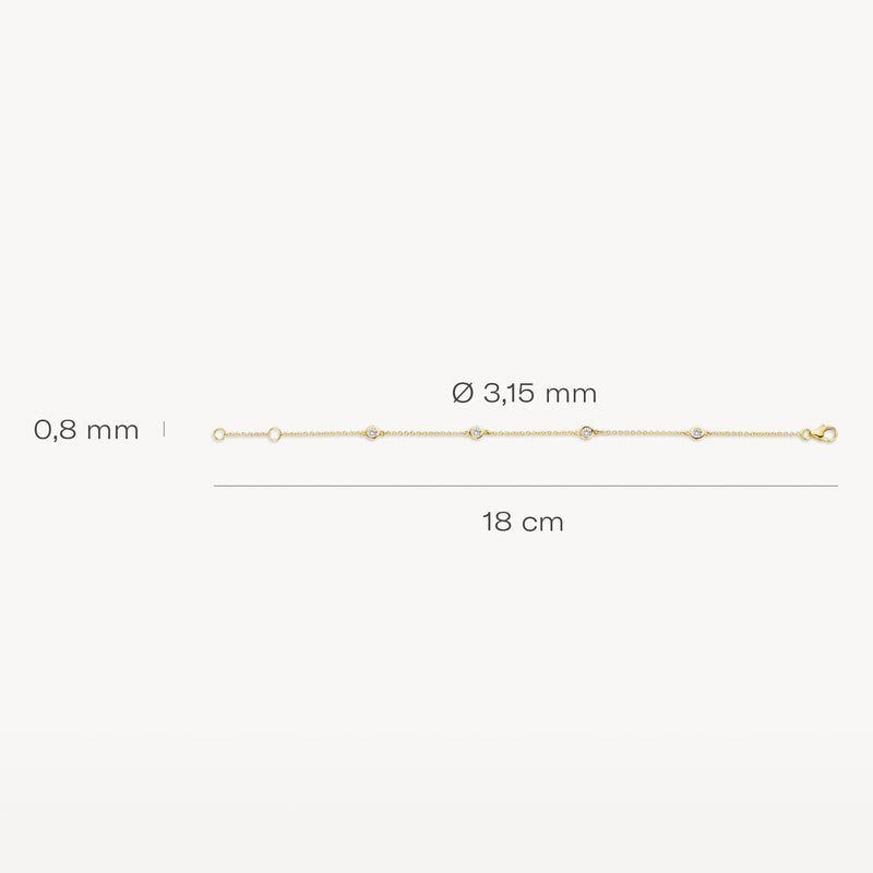 14k Yellow Gold Zirconia Bezel Set Chain Bracelet - Elegant Everyday Jewellery