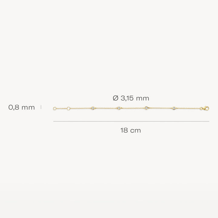 14k Yellow Gold Zirconia Bezel Set Chain Bracelet - Elegant Everyday Jewellery