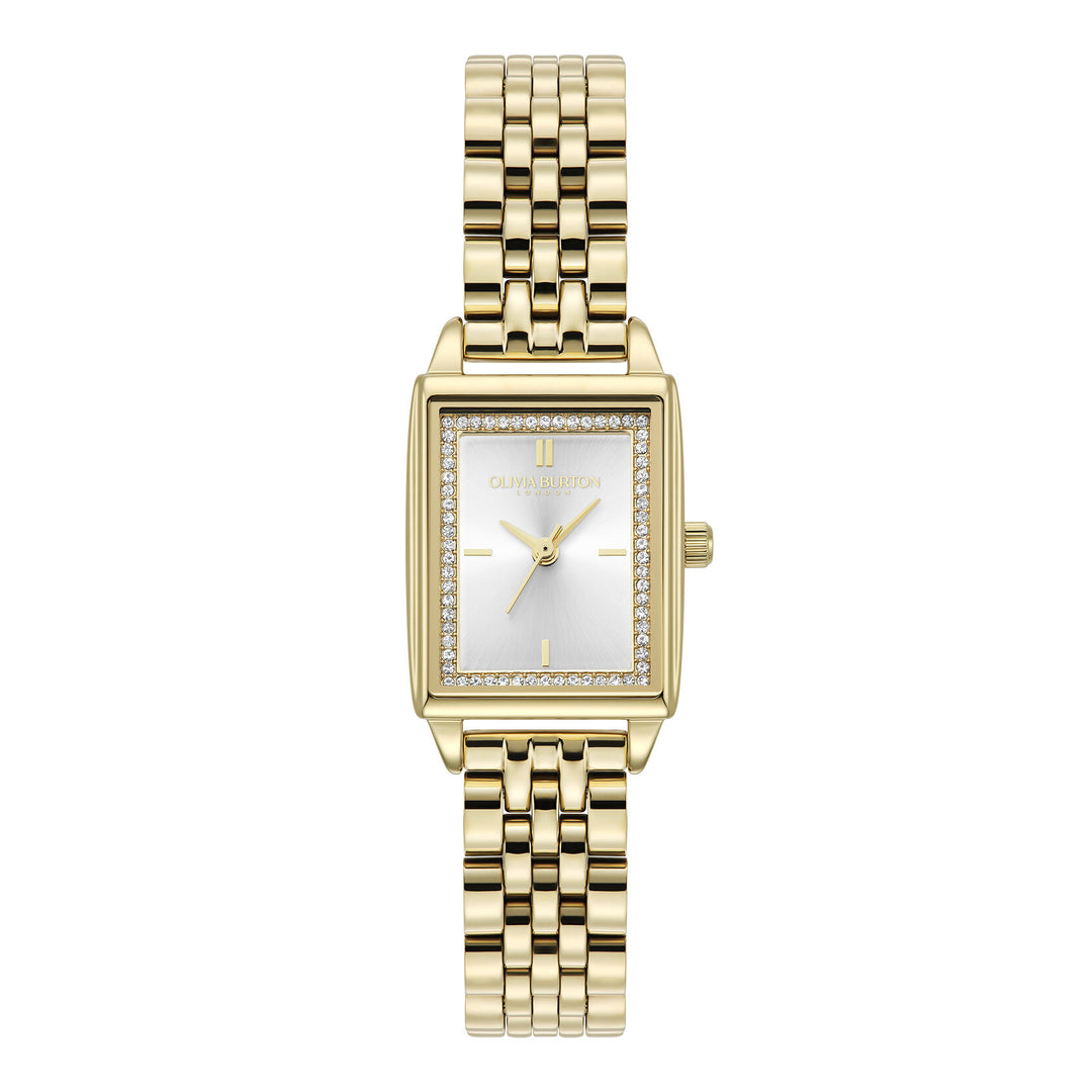 Olivia Burton 21mm Rectangle White and Gold Bracelet Watch