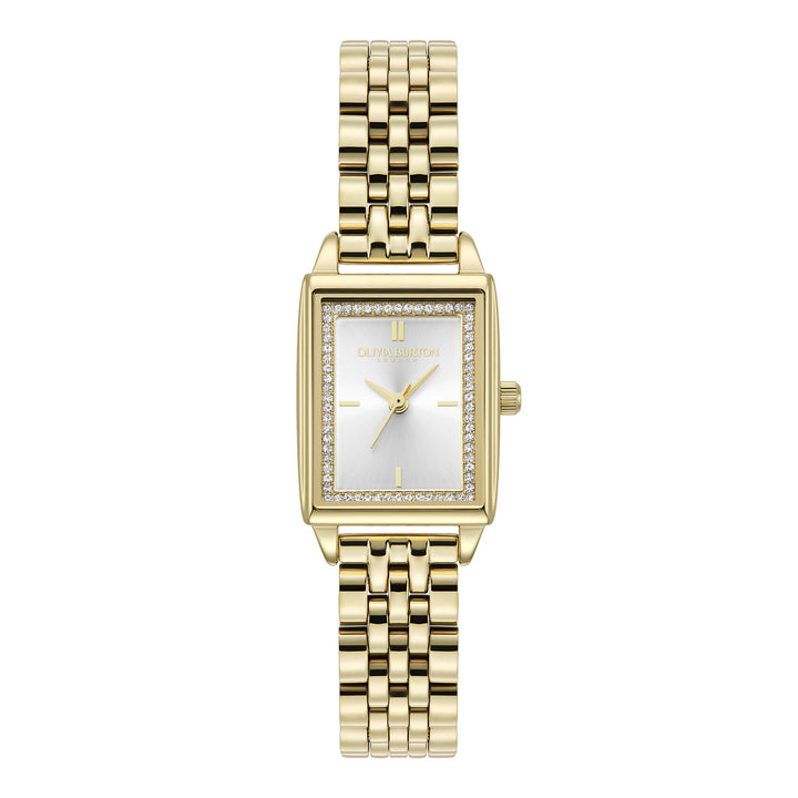Olivia Burton 21mm Rectangle White and Gold Bracelet Watch