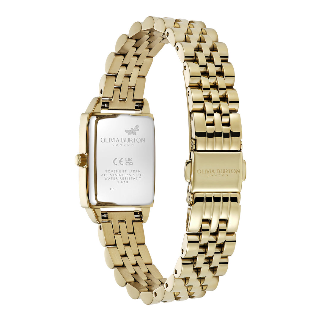 Olivia Burton 21mm Rectangle White and Gold Bracelet Watch