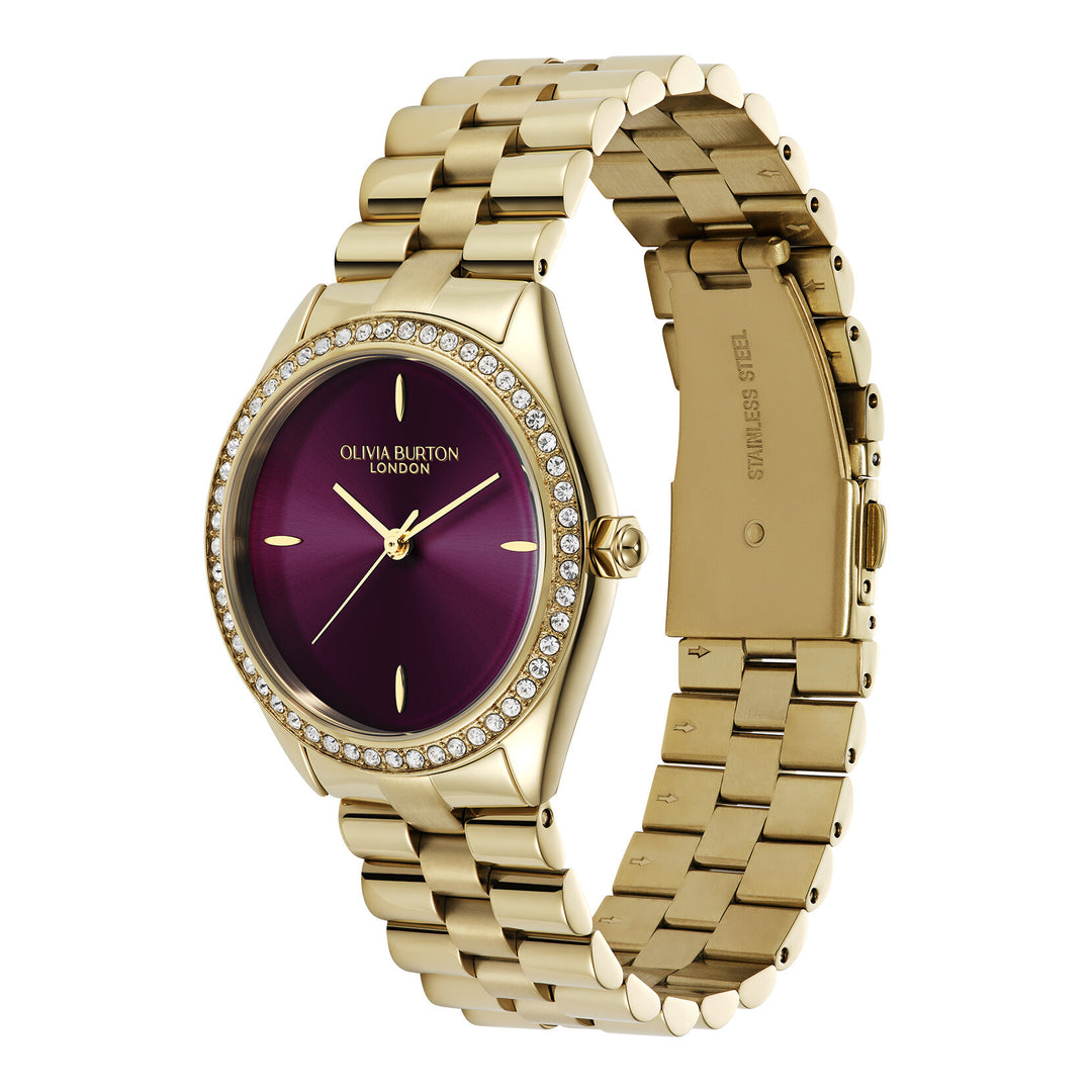 Olivia Burton Sports Luxe 34mm Bejewelled Cherry Lacquer & Gold Bracelet Watch