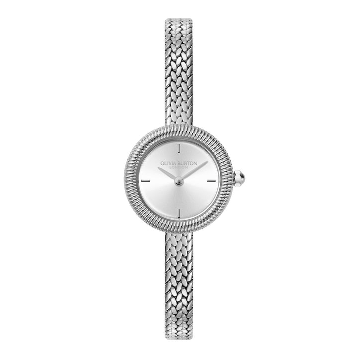 Olivia Burton Silver Finery 20mm Mesh Watch
