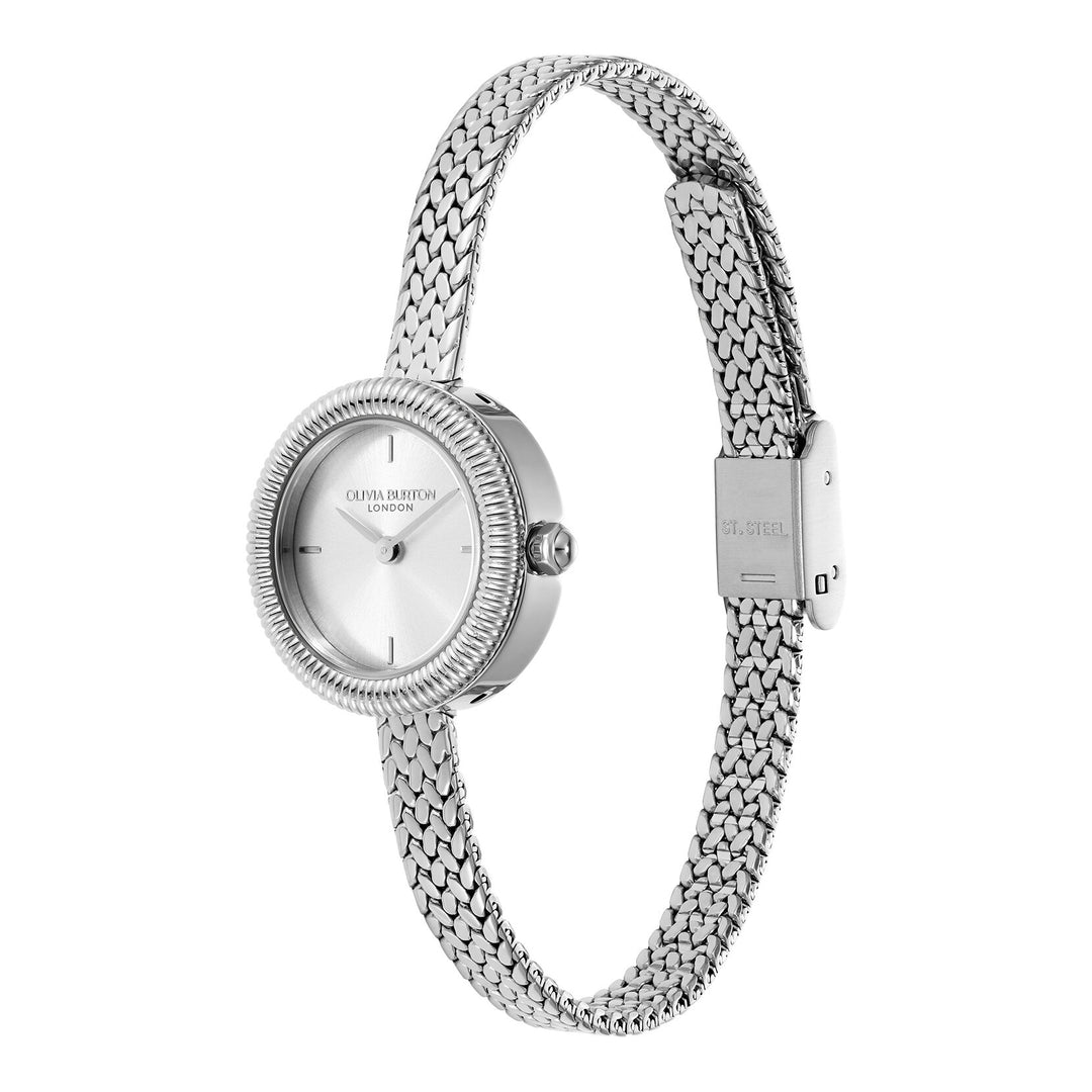 Olivia Burton Silver Finery 20mm Mesh Watch