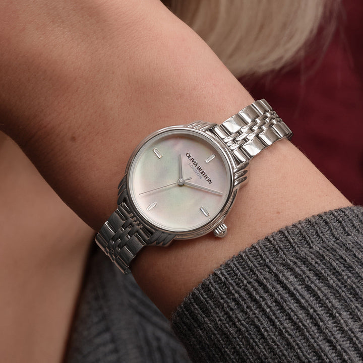 Olivia Burton Silver Art Deco 2.0 30mm Bracelet Watch