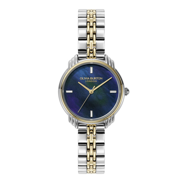 Olivia Burton Two Tone & Navy Art Deco 2.0 30mm Bracelet Watch