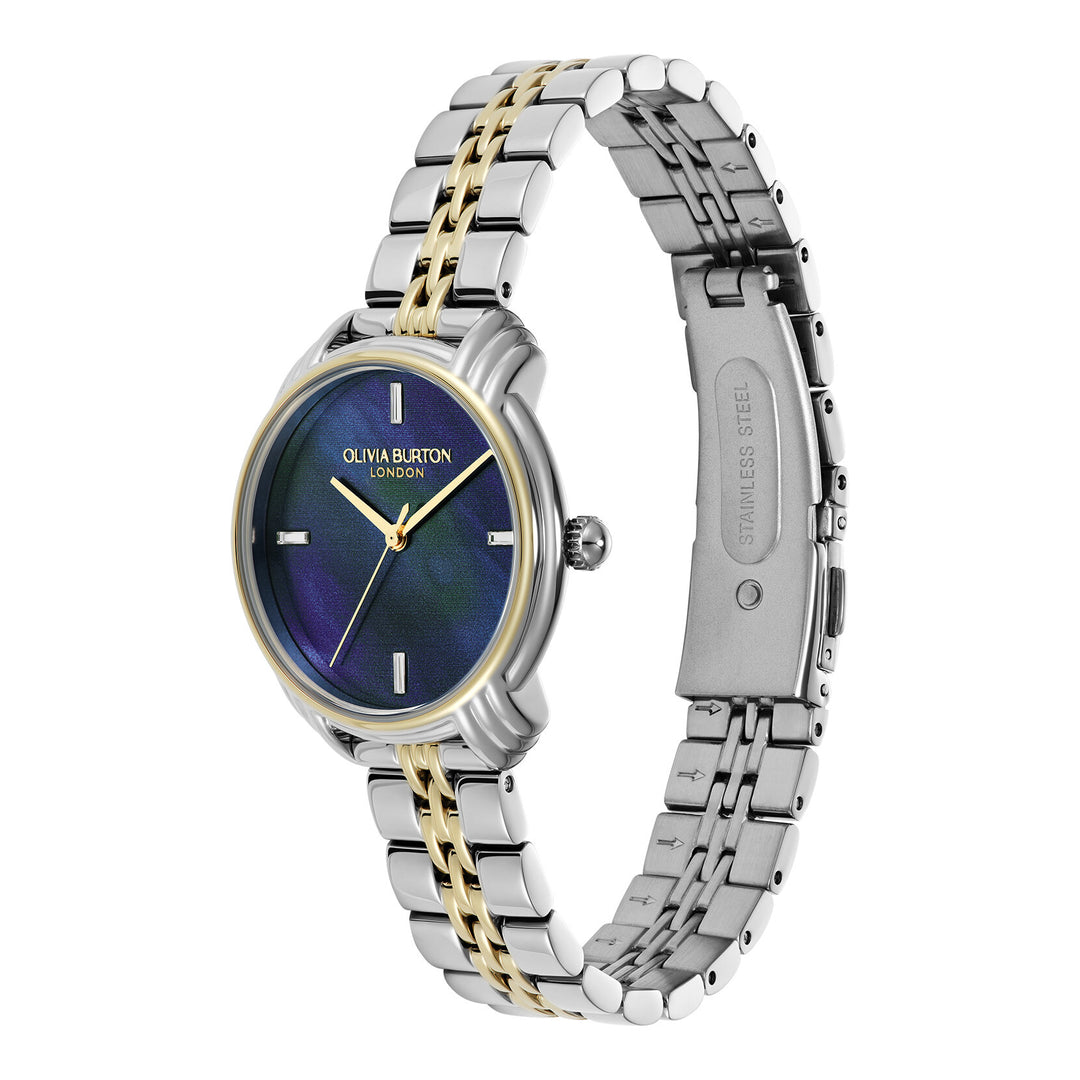 Olivia Burton Two Tone & Navy Art Deco 2.0 30mm Bracelet Watch