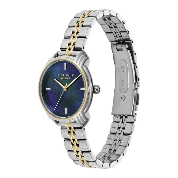 Olivia Burton Two Tone & Navy Art Deco 2.0 30mm Bracelet Watch