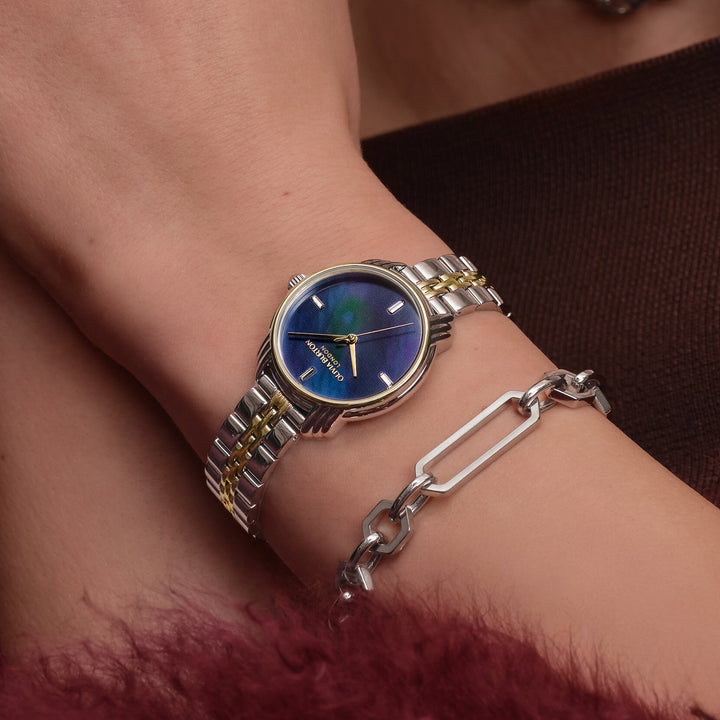 Olivia Burton Two Tone & Navy Art Deco 2.0 30mm Bracelet Watch