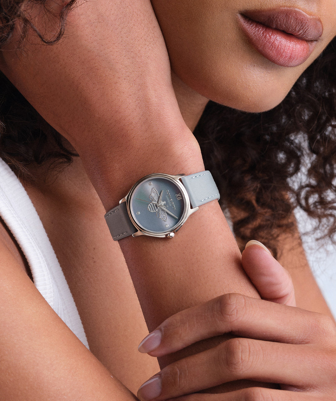 Olivia Burton Blue Classic Bee Leather Watch