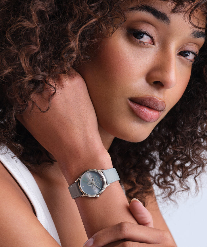 Olivia Burton Blue Classic Bee Leather Watch